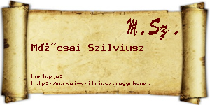 Mácsai Szilviusz névjegykártya